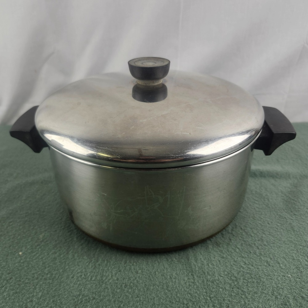 Vintage Revere Ware 4-1/2 QT, Stock Pot Lid Copper Bottom Clinton ILL USA 80